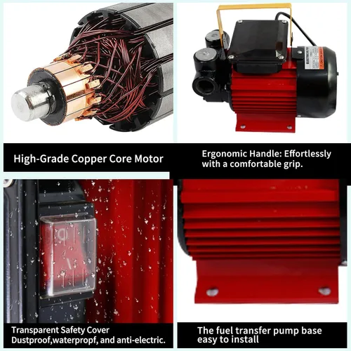 Miniatura 4 de Bomba de transferencia de combustible AC 110V 550W Potencia 16 GPM Caudal Autocebante Bomba de combustible eléctrica adecuada para transferencia
