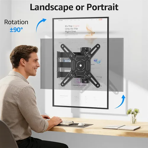 Miniatura 3 de MOUNTUP Soporte de pared para monitor de TV con certificación UL, giratorio e inclinable para la mayoría de televisores curvos planos LED LCD de 14