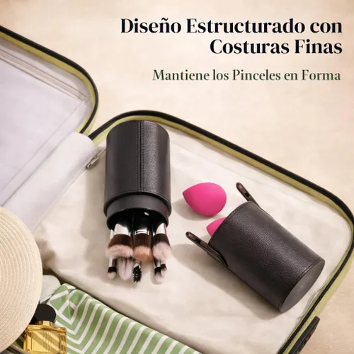 Miniatura 4 de Conjuntos de brochas de maquillaje BEAKEY, juegos de brochas con esponjas de maquillaje (10+2 piezas, con estuche negro) Storage case with lid