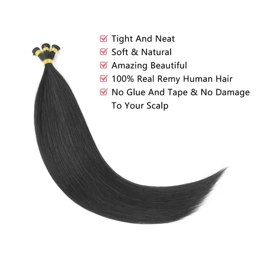 Miniatura 7 de ABH AMAZINGBEAUTY HAIR Extensiones de cabello humano Remy real para coser, atadas a mano, color negro azabache de 18 pulgadas, para mujer, 1.76 onzas