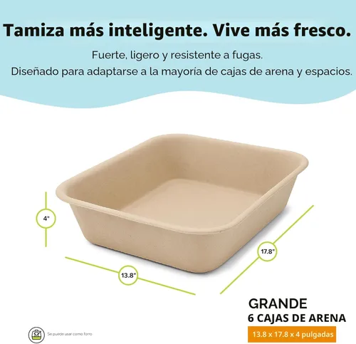 Miniatura 3 de Kitty Sift Caja de arena desechable para gatos, grande, 6 unidades, duradera y portátil para viajes y hogar, caja de arena desechable ecológica que