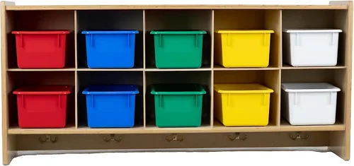 Miniatura 13 de Cubos organizadores de almacenamiento, 10 cubos con ganchos para abrigos, estante colgante de pared para juguetes de niños, guardería, aula, 47 Sin