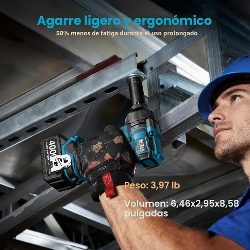 Miniatura 8 de Seesii Llave de impacto de 886 pies (1200 N.m), pistola de impacto de 1/2 de alto par con batería de 21 V, 2 x 4.0 Ah, destornillador de impacto