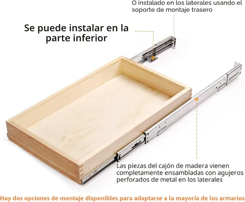Miniatura 5 de Mulush Cajón extraíble de 32 pulgadas de ancho x 21 pulgadas de profundidad x 3 pulgadas de alto, organizador de madera deslizante de cierre suave
