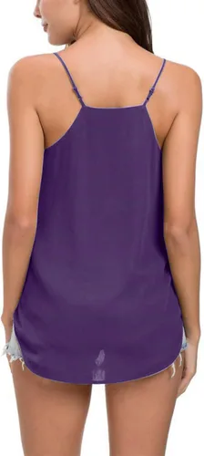 Miniatura 88 de Camiseta de chifón con tirantes delgados ajustables y cuello en V