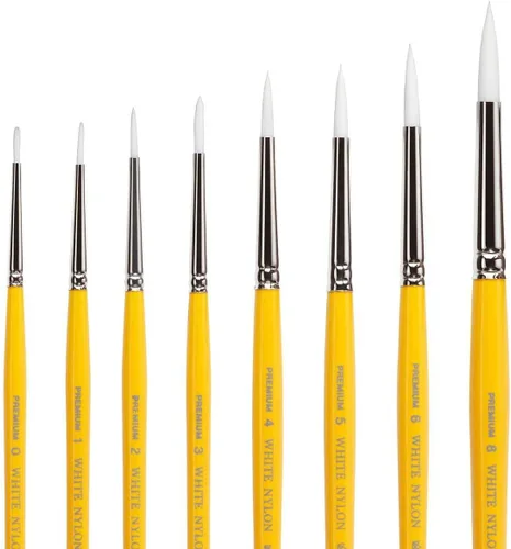 Miniatura 2 de KINGART Gold Grip 7950 Series Juego de pinceles redondos para artistas, pelo sintético de nailon blanco para pintura facial, tela, cerámica, mango