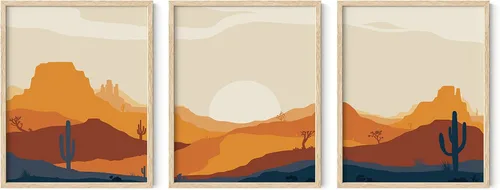 Miniatura 31 de HAUS AND HUES Arte de pared bohemia moderna de mediados de siglo - Arte boho, neutro, decoración de pared con sol (Marco negro, 12x16)