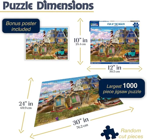 Miniatura 3 de White Mountain Rompecabezas de 1000 piezas con faro costero de verano con piezas grandes, regalo para adultos y familia, 24 x 30 pulgadas, diversión