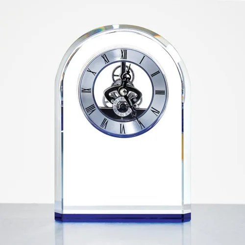 Miniatura 3 de Baudville Reloj de esqueleto arqueado con acento azul, grabado personalizado de hasta tres líneas y selección de versos preescritos Arqueado azul
