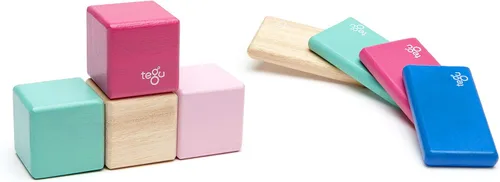 Miniatura 9 de Juego de bloques de madera magnéticos Tegu Pocket Pouch de 8 piezas, Blossom
