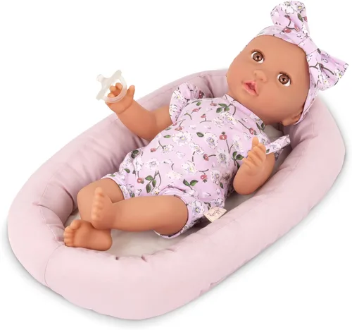 Miniatura 9 de LullaBaby – Muñeca de bebé realista de 14 pulgadas – Tono de piel oliva y ojos marrones – Oso de ultra-suave – Abrazador temático – Juego