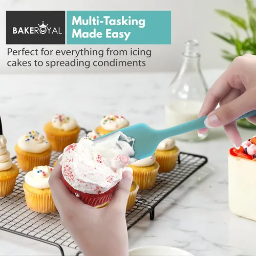 Miniatura 7 de BakeRoyal Juego de espátulas de silicona – 4 espátulas de goma de silicona resistente al calor 600°F para tareas diarias – Espátulas de cocina