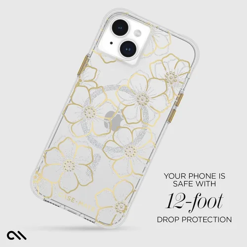 Miniatura 3 de Case-Mate Funda para iPhone 15 Plus - Flores con Gemas [Protección contra caídas de 12 pies] [Compatible con MagSafe] Cubierta magnética
