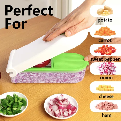 Miniatura 4 de LHS procesador manual de alimentos, picadora grande de verduras, 1004ML, picadora de ajo y cebolla con cuerda para verduras, ensalada, frutas, Blanco