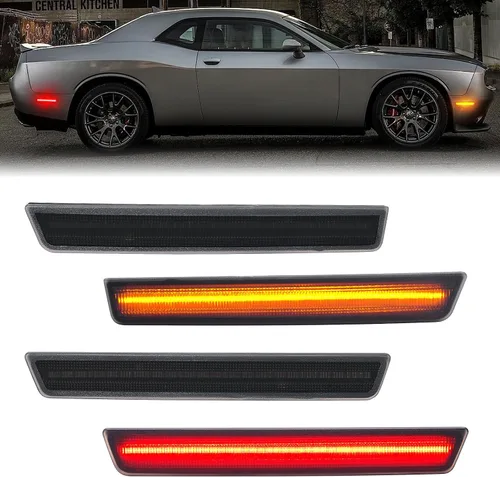 Miniatura 12 de R&F Auto 4 piezas de luces LED de marcador lateral compatibles con Challenger 2008-2014, lámparas de parachoques delanteras y traseras, lámparas