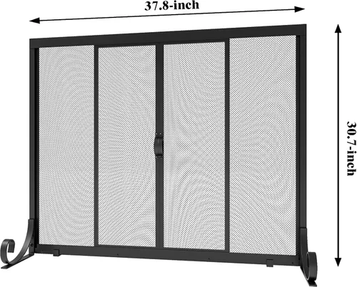 Miniatura 3 de Fire Beauty Pantalla para chimenea, malla de hierro forjado, protector de chispas seguro para bebés con 2 puertas grandes pantallas planas