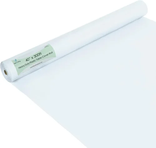 Miniatura 227 de Rollo de plástico para cubierta de mesa color verde manzana, 40 pulgadas x 100 pies, rollo de plástico resistente para cubierta de mesa de banquetes