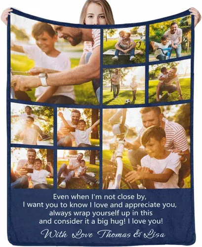 Miniatura 45 de D-Story Manta personalizada con fotos, manta de fotos personalizada con cualquier texto, manta de forro polar personalizada para cama, sofá