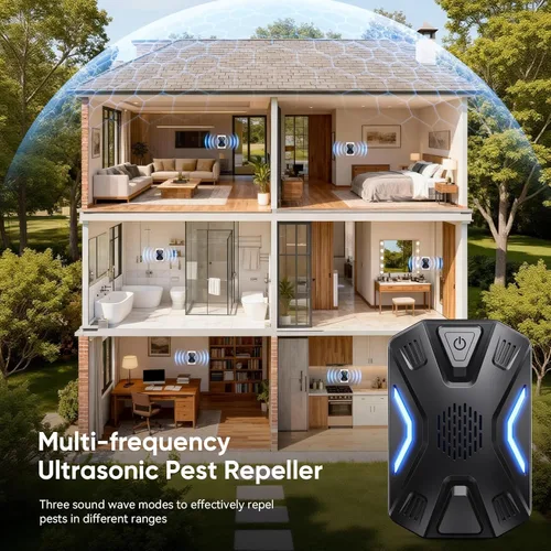 Miniatura 6 de Repelente ultrasónico de plagas para interiores, repelente electrónico de plagas para cucarachas, roedores, ratones, insectos, mosquitos, ratones