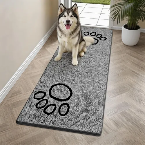 Miniatura 44 de Bcoimo Tapete súper absorbente para puerta de perro, 30 x 20 pulgadas, tapete antideslizante para patas fangosas, alfombras para mascotas para patas