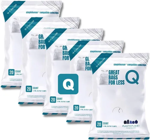 Miniatura 11 de Plasticplace Revestimientos para botes de basura con aroma a lavanda y vainilla suave con cordón blanco, compatibles con Code Q (200 unidades) │