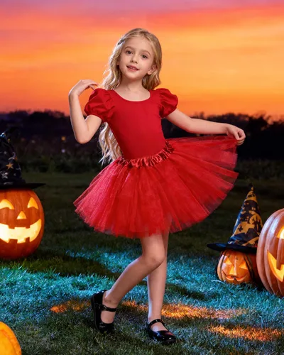 Miniatura 84 de Century Star Tutú de 4 capas para niñas pequeñas, faldas de ballet de tul para baile de princesa, esponjoso, para fiestas de cumpleaños de 2 a 8 años
