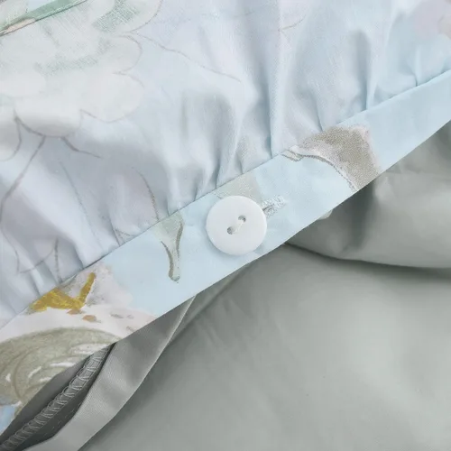 Miniatura 8 de FADFAY Juego de ropa de cama floral estilo campestre francés con estampado de pájaros azules, colección de faldas de cama, 800 hilos por pulgada