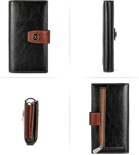 Miniatura 84 de BOSTANTEN - Cartera de piel auténtica para mujer con bolsillo con cremallera), BL3162011Kcoffee
