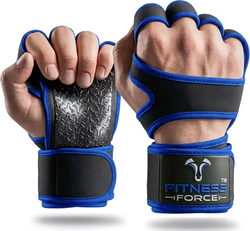 Miniatura 11 de FITNESS FORCE Ventilated Weight Lifting Workout Gloves for Men & Women Gym Gloves for Men & Women with Built-in Wrist Wraps for Men, Exercise Negro