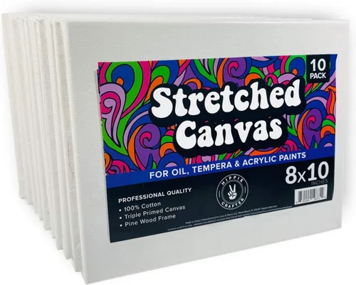 Paquete de 10 lienzos estirados para pintura, tableros de lienzo rectangulares en blanco de 8 x 10 pulgadas, ideales para acrílico, óleo y arte de