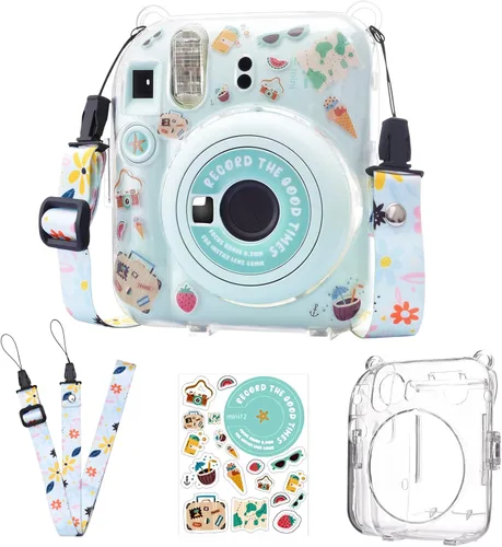 Funda rígida transparente mejorada con adhesivo de bricolaje para cámara instantánea Fujifilm Instax Mini 12, funda transparente Instax Mini 12 con