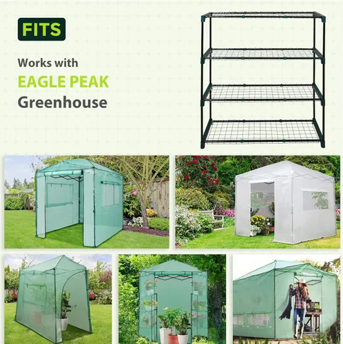 Miniatura 7 de EAGLE PEAK Estantería de invernadero doble de 4 niveles, estantes para plantas al aire libre/interior, 35 x 12 x 42 pulgadas, verde