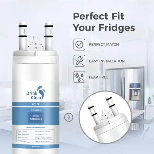 Miniatura 3 de WF3CB - Filtro de agua de repuesto para Pure Source 3, WF3CB, 706465, 242086201, 242069601, 242017800 Agua y hielo, altura de 9 pulgadas, paquete