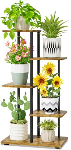 Miniatura 30 de iDavosic.ly Soporte para plantas con luz de cultivo para interiores y exteriores, estante de flores de metal de 4 niveles para macetas grandes