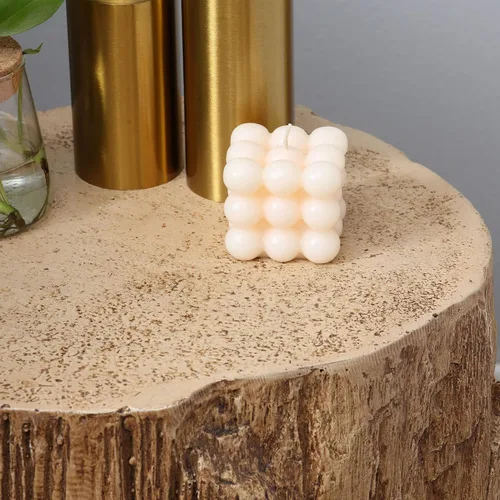 Miniatura 8 de HOMCOM Taburete de tocón de árbol, mesa auxiliar decorativa con mesa redonda, mesa auxiliar de hormigón con acabado de grano de madera