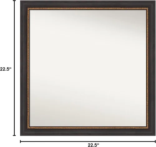 Miniatura 6 de Amanti Art Espejo de baño negro para sobre el fregadero, 23 x 23 pulgadas, espejo cuadrado negro Ashton, marco de madera tradicional mediano, se