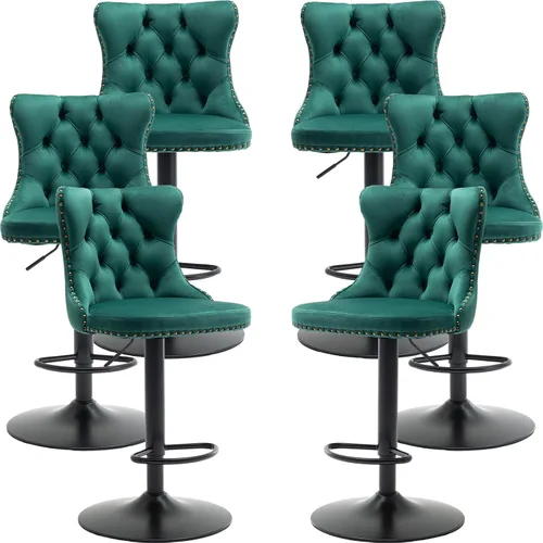 Miniatura 41 de Juego de 2 taburetes de bar giratorios de altura de mostrador, taburetes de bar de isla de cocina color crema, sillas de terciopelo ajustables
