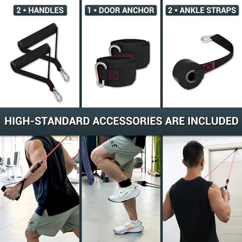 Miniatura 6 de TheFitLife Exercise Resistance Bands with Handles - 5 Fitness Workout Bands Stackable up to 110/150/200/250/300 lbs, Training Tubes with Large