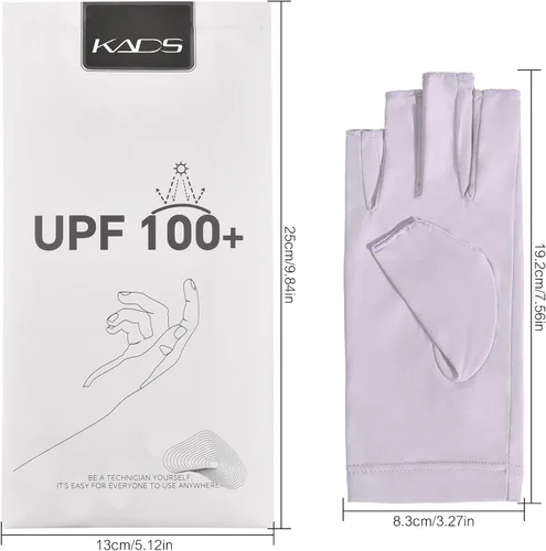 Miniatura 6 de KADS Guantes UV para lámpara de uñas, guantes profesionales de protección UV UPF100+, guantes sin dedos, protegen la piel del sol y la lámpara