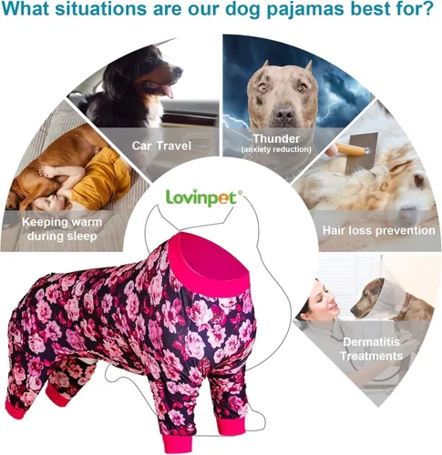 Miniatura 4 de LovinPet Ropa para perros de raza grande – Mameluco para aliviar la ansiedad de las mascotas, camisa de protección solar para perro, cómoda tela