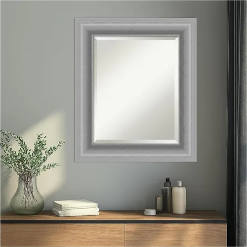 Miniatura 8 de Amanti Art Silver Wall Mirror 26x22 Peak Polished Nickel Rectangle Bathroom Mirror for Wall Decor Living Room, Small Traditional Frame, Hangs