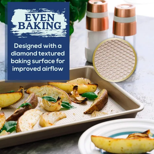 Miniatura 9 de Ultra Cuisine Bandeja antiadherente para hornear de media hoja, revestimiento seguro para alimentos, textura resistente a la deformación y a