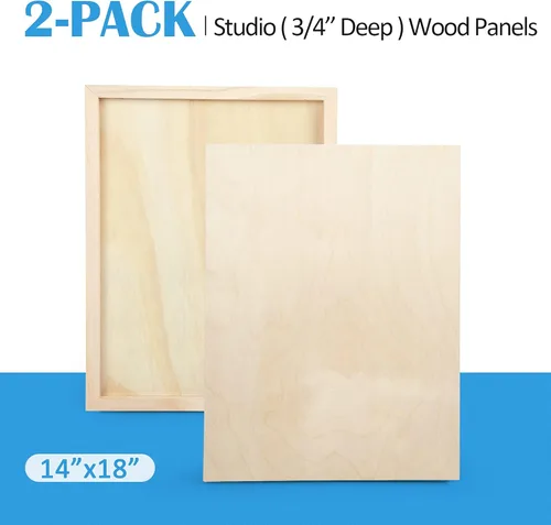 Miniatura 7 de Kit de Paneles de Lienzo de Madera de Abedul Sin Terminar, Falling in Art Paquete de 2 de 14x18'' Tablas de Cuna de Estudio de 3/4'' de Profundidad
