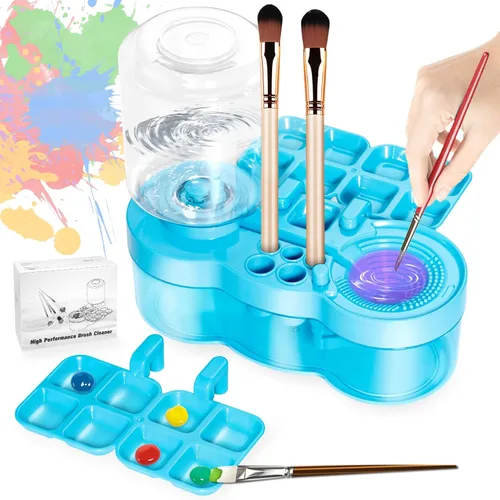 Miniatura 9 de Paint Brush Cleaner with Paint Tray, Upgraded 6-in-1 Painting Washer with Drain and Brush Holder, Water Circulation Painting Supplies for Acrylic