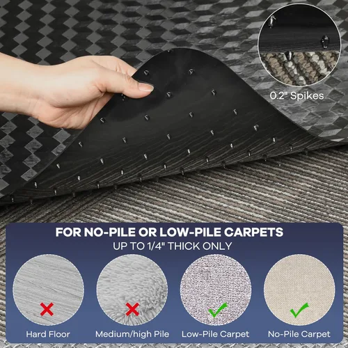 Miniatura 3 de BesWin Tapete para silla de oficina, 48 x 36 pulgadas, tapete para silla de escritorio de computadora para suelos de moqueta baja, protector