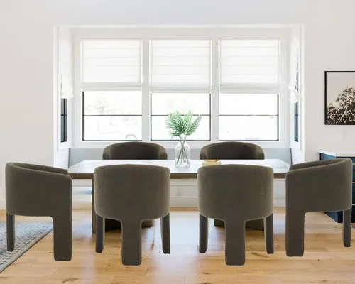 Miniatura 8 de HNY Juego de 3 sillas de comedor estilo barril modernas de mediados de siglo, sillas laterales de acento tapizadas en terciopelo con brazos, cómodas