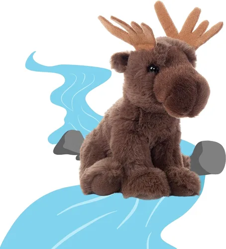 Miniatura 3 de The Petting Zoo Peluche de alce, regalos para niños, animales salvajes de la vida silvestre, juguete de peluche de alce de 9 pulgadas
