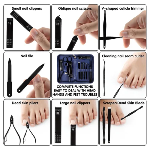 Miniatura 5 de Kit de Uñas Tumkun, Kit de Manicura, Kit de Cuidado de Uñas Para Hombres, Juego de Manicura y Pedicura, Kit de Cortaúñas para Uñas de los Pies, Kit