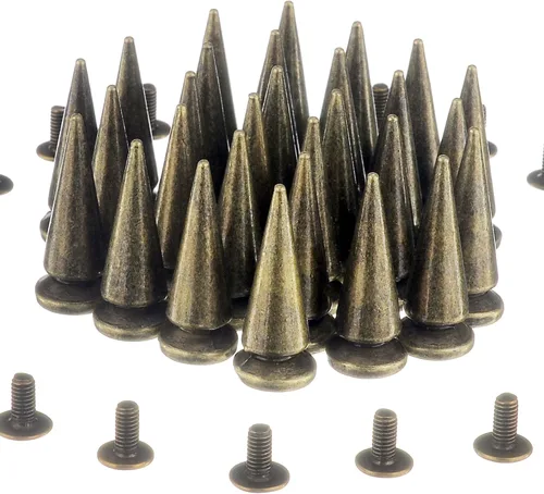 Miniatura 6 de RUBYCA 10 juegos de espigas y tachuelas grandes de metal para árbol grande de 0.984 in con parte trasera metálica para bricolaje de cuero, negro