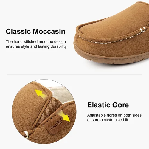 Miniatura 4 de FamilyFairy Pantuflas tipo mocasín de microgamuza para mujer, cómodas pantuflas de espuma viscoelástica para interiores y exteriores